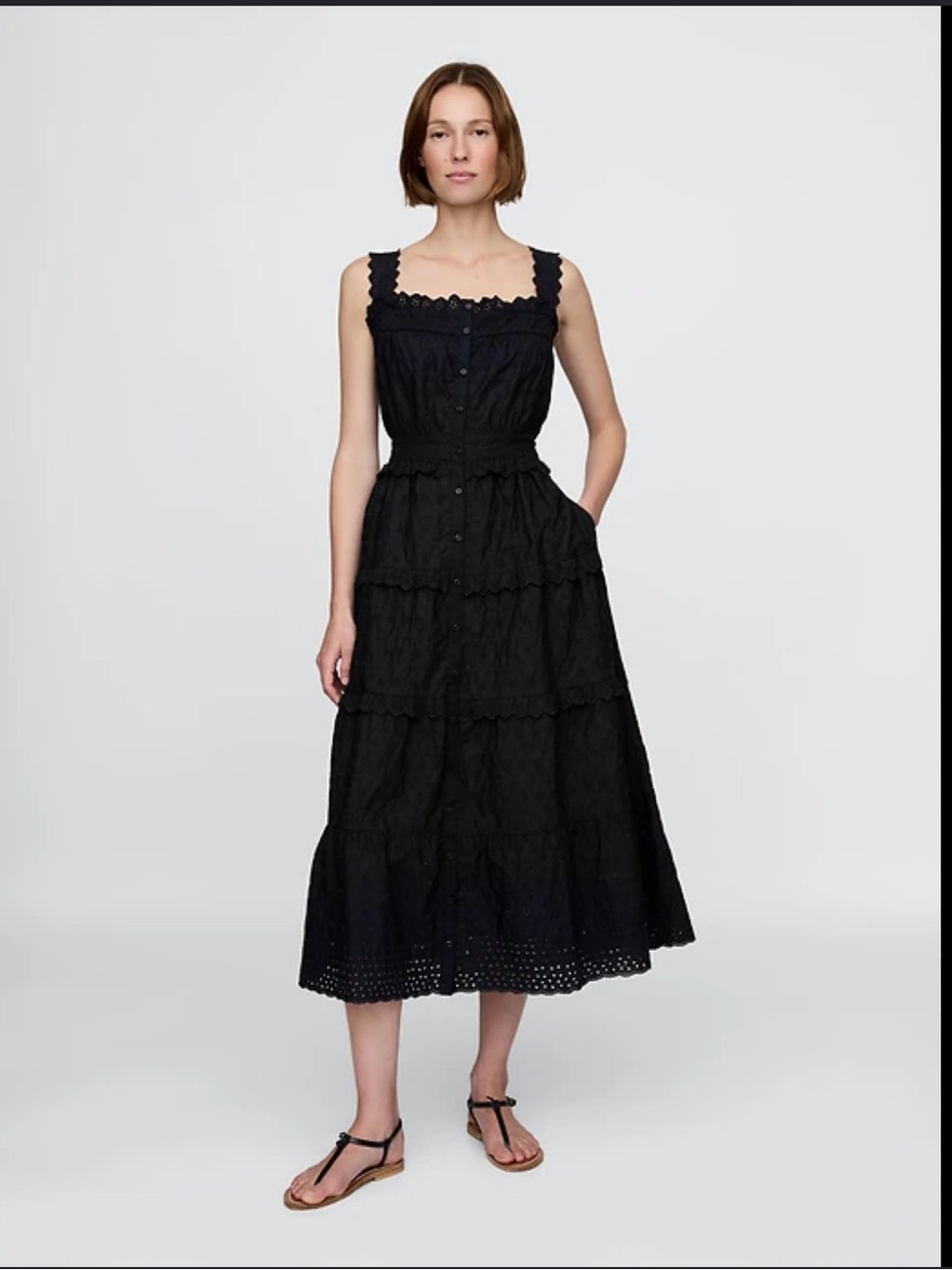 Gap x DOEN eyelit midi dress black